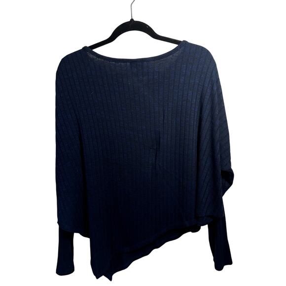 Womens Asymmetrical Knit Top SZ S Minimalist Modern Stretchy Cozy Layering Chic - Picture 2 of 7